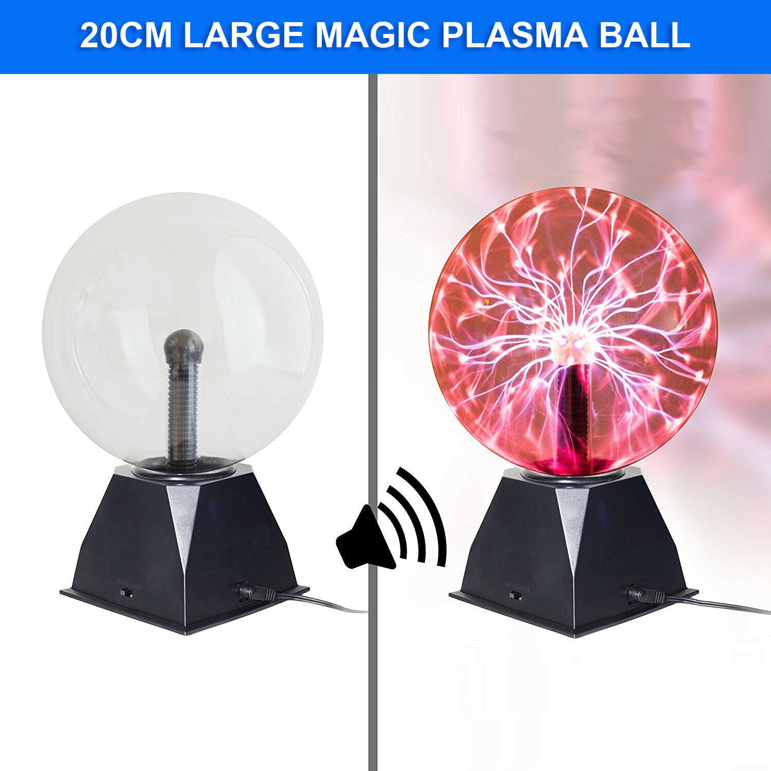 8 inch Nebula Plasma Ball Lamp — Sound Sensitive Novelty Night Light - complete package contents