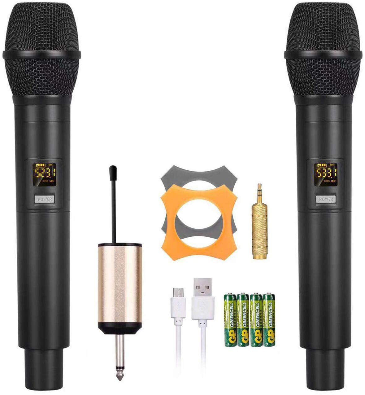 E-lektron 12" inch Speaker Set 800W Bluetooth Active Powered Loud Digital Sound System PA with 2 Tunable UHF Wireless Microphones and Stand