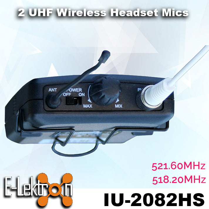 E-Lektron IU-2082HS digital UHF 2 x Headset wireless microphone system Set