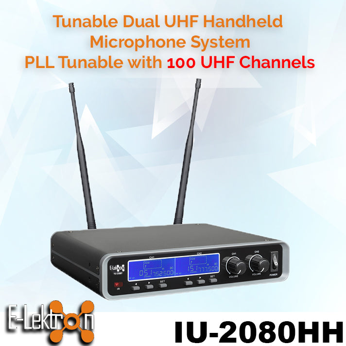 IU-2080HS Dynamic UHF Digital 100 Channels Tunable Wireless Microphone System 2xHandset