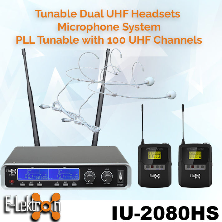 IU-2080HS Dynamic UHF Digital 100 Channels Tunable Wireless Microphone System 2xHandset