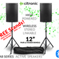 Citronic 12 inch Bluetooth Stereo Linkable 2400W PA Powerful Loud Active Digital Amp Mixer Speakers with Stands