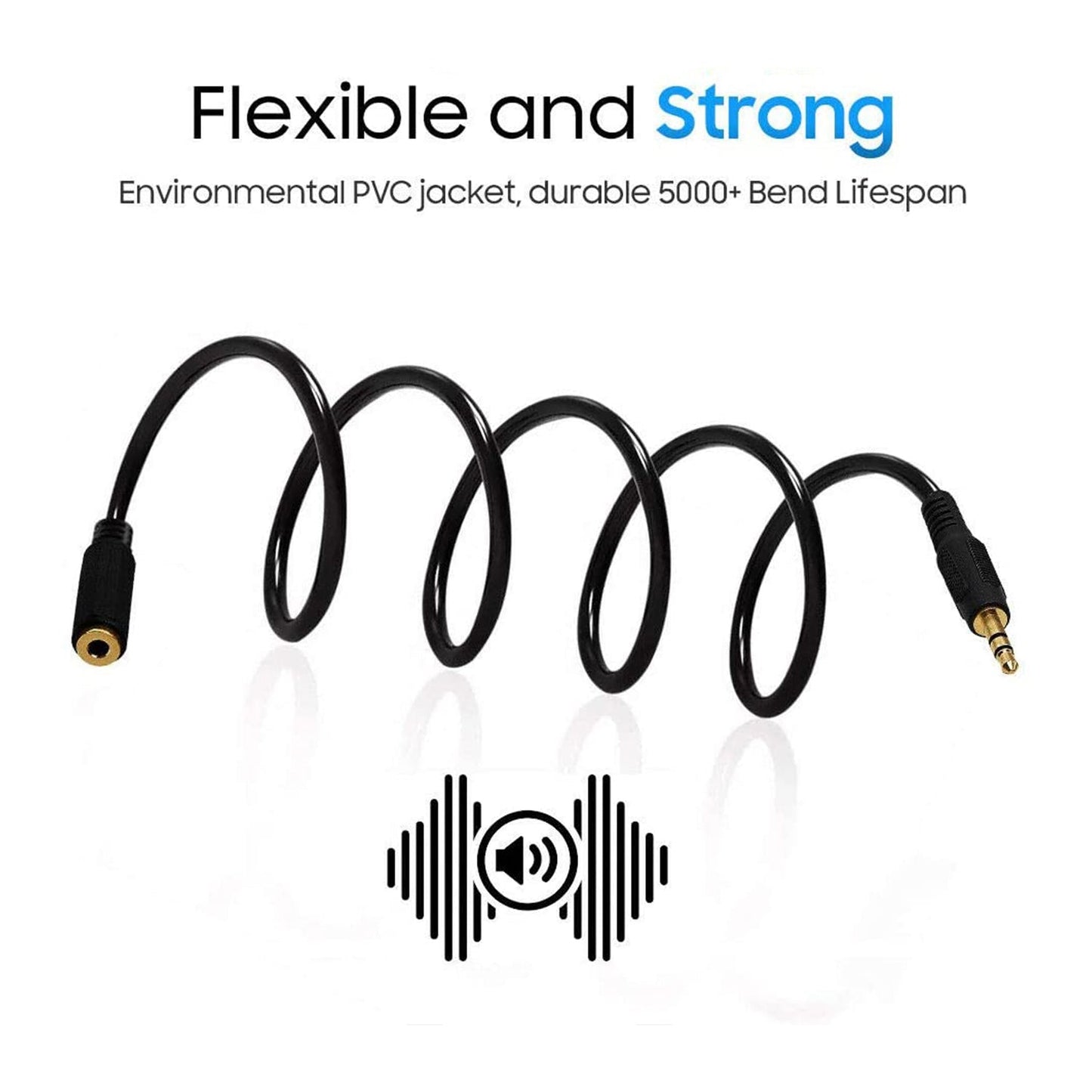 Aux 3.5mm Headphone Extension Male to Female Audio Stereo Cable with Silver-Plating Copper Compatible with iPhones Tablets