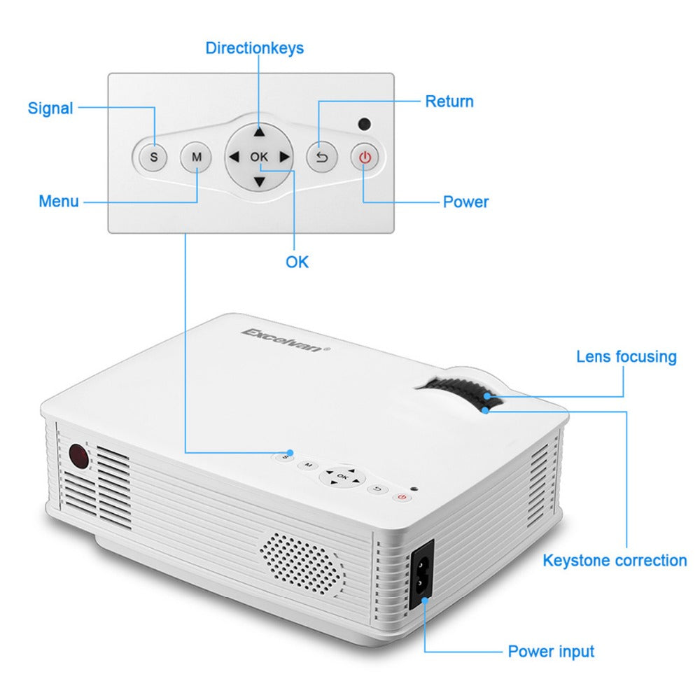 Portable 1080P 3800 Lumens HD LED Multimedia Projector Home Cinema Theater HDMI