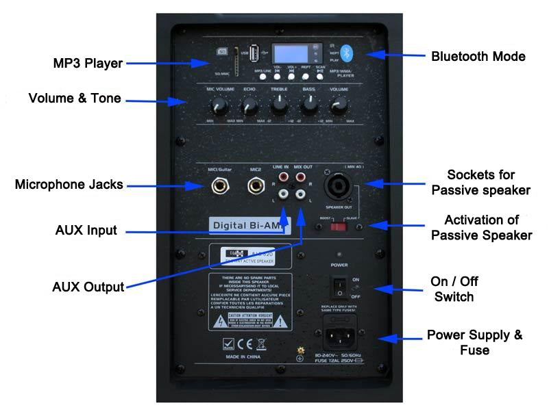 E-lektron 12” inch Powerful 800W Active Speaker Loud Digital Sound System PA Bluetooth with RAC cable and Stand