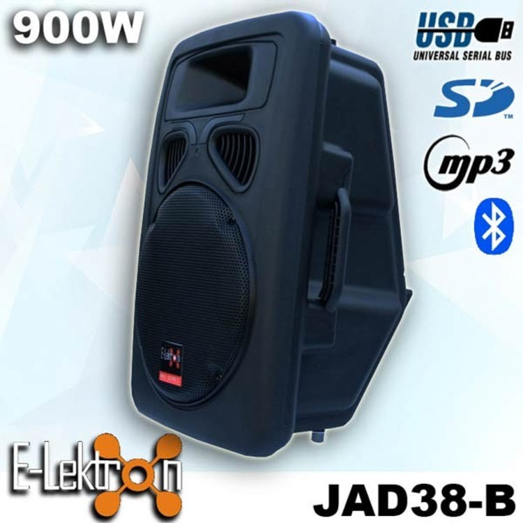 E-Lektron 15" inch Powered Speaker Bluetooth 900W Active Loud Digital Sound System PA with 2 Tunable UHF Wireless Microphones 40 channels