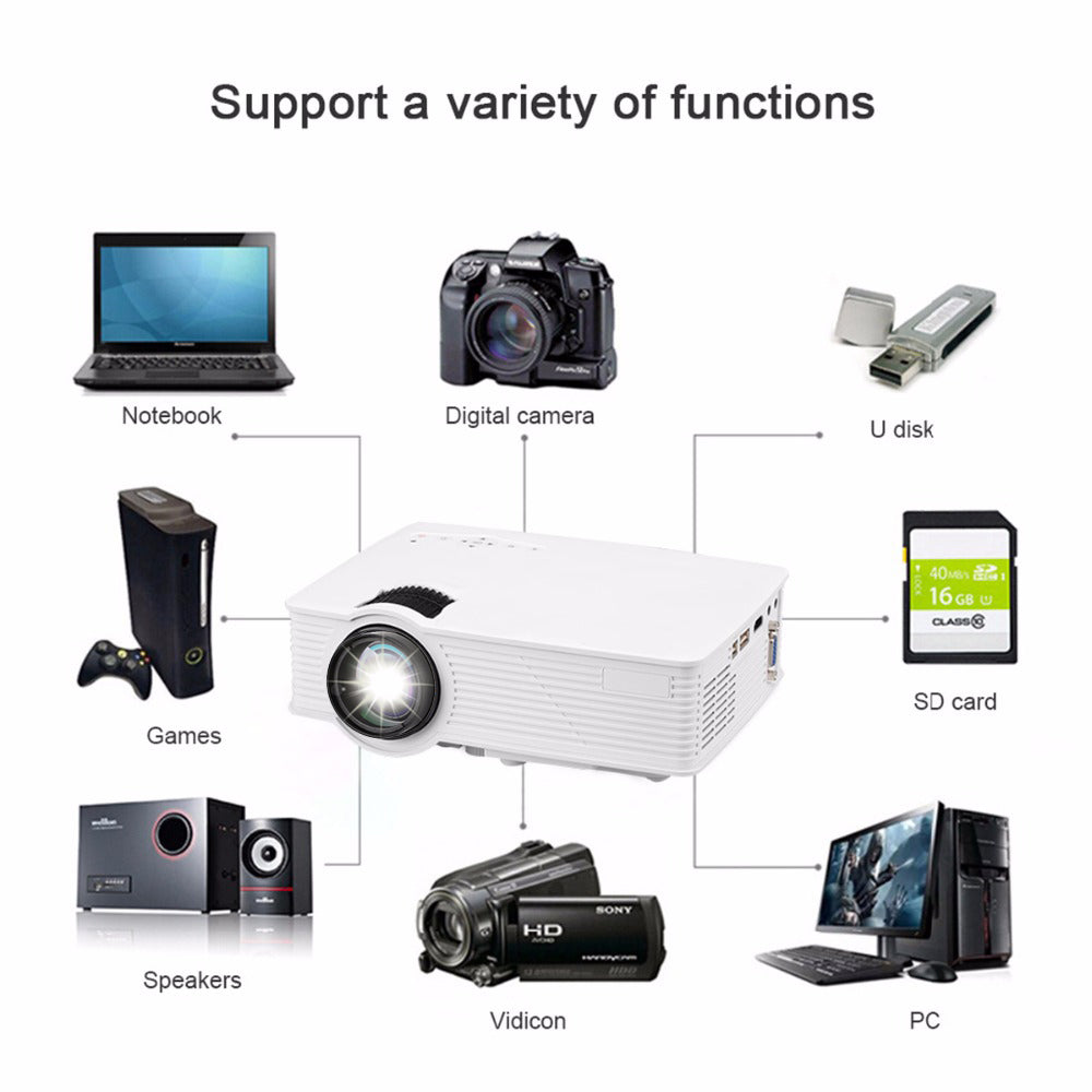 Portable 1080P 3800 Lumens HD LED Multimedia Projector Home Cinema Theater HDMI