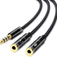 ACL 2 X Headphone Auido Microphone Splitter Adapter Aux 3.5mm Male to 3.5mm Female Headphone output & 3.5mm Female Mic Input