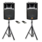 E-Lektron UHF30-MS 1400W 2X12" inch Bluetooth Wireless linkable Loud Portable PA Speakers Sound System Recoding incl.4 UHF Mics and Stands