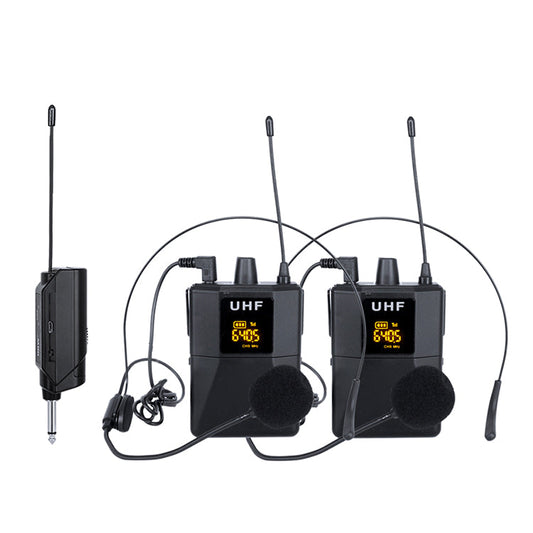 E-Lektron U-2BH Dynamic UHF 20 Channels Tunable Universal 2 Wireless bodyback Headset Microphone With Mini Plug Receiver