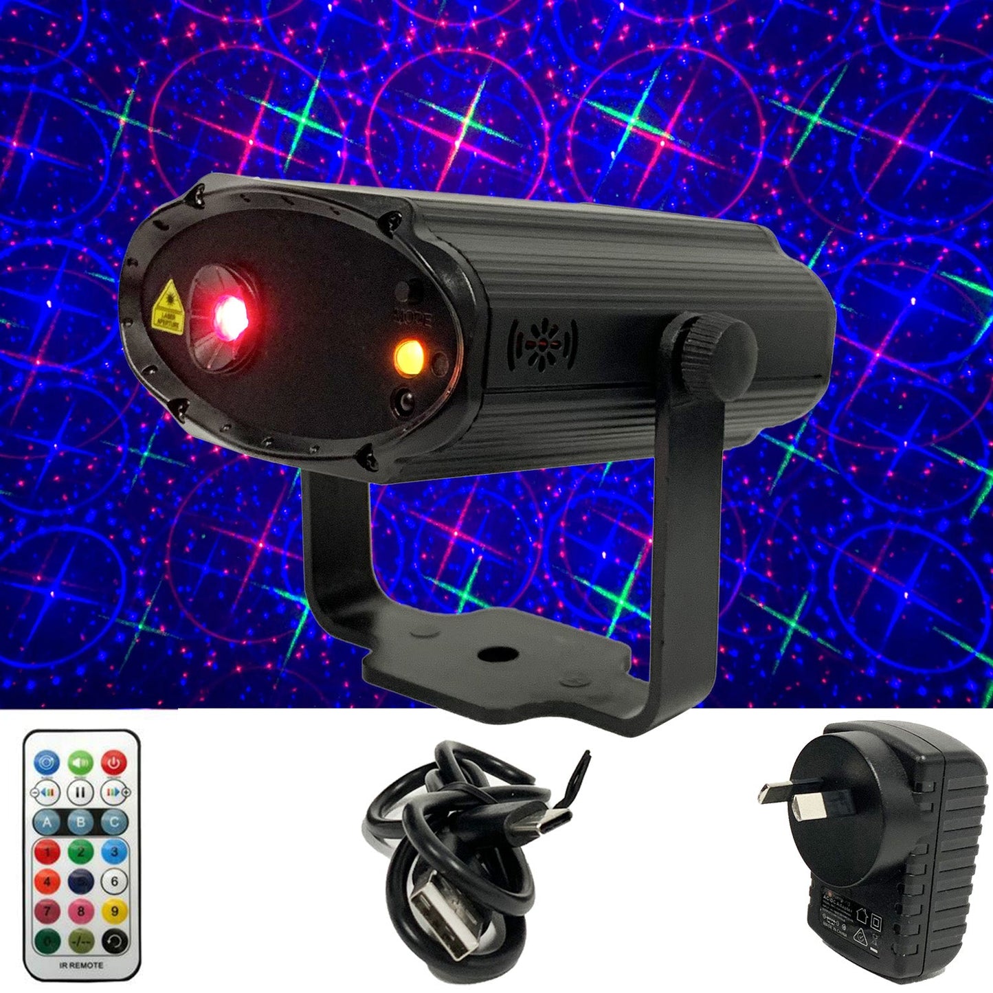 CR Laser Portable Mini Red Green Blue full color laser 8 patterns USB C Connection with Remote Controller