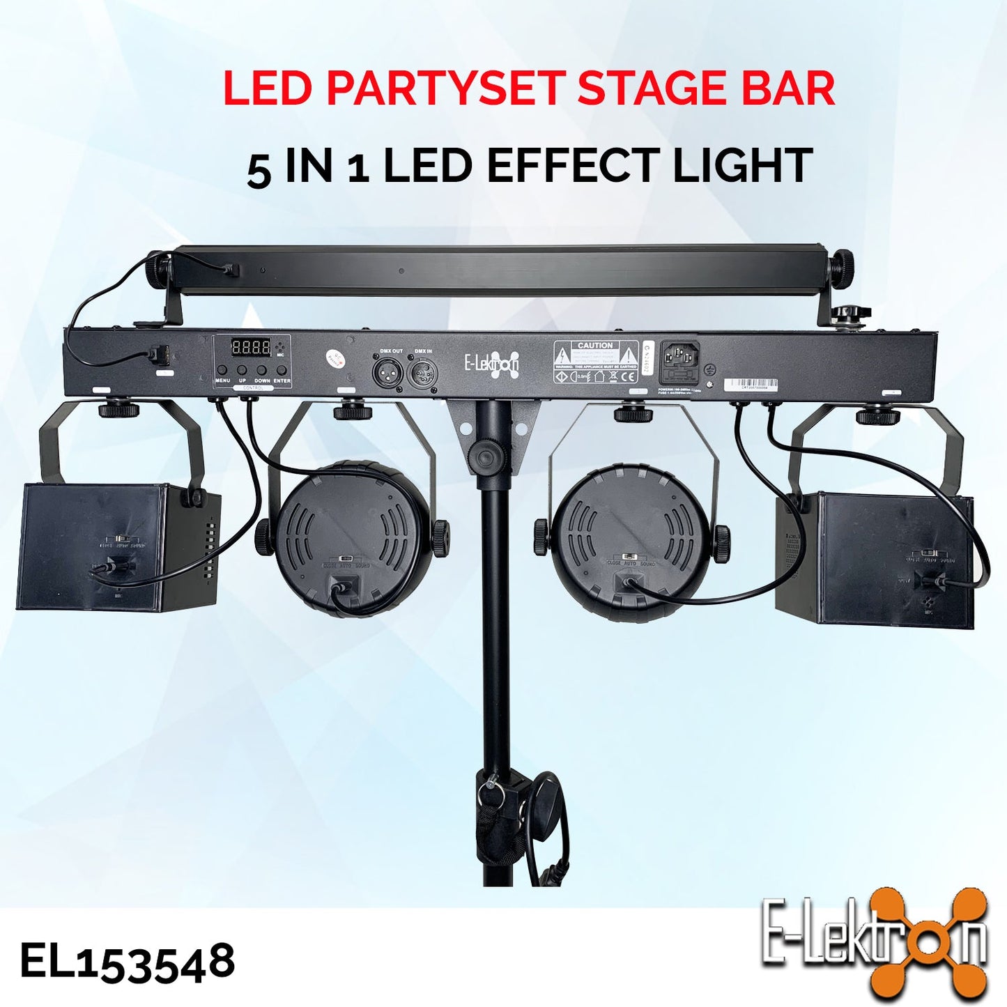 CR Lite USB C Party Set Stage Light Bar 5 LED Light Effects Derby Wash Strobe UV incl. Tripod Carry Bags Remote