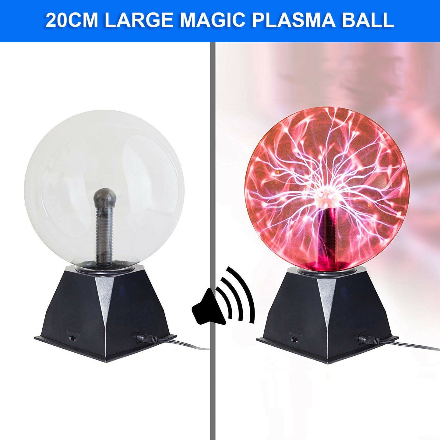 True Big 8inch 20 cm Glass  Gorgeous Nebula Plasma Ball Lamp Sound Sensitive the Best Science Toy Nightlight for Kids